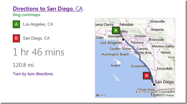 bing directions