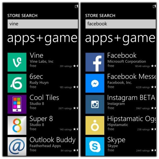 windows phone store search