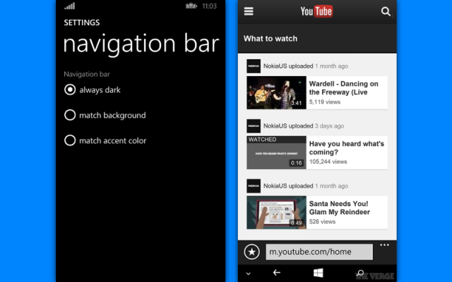 wp 8.1 virtual buttons
